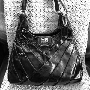 Coach black patent Maggie shoulder bag